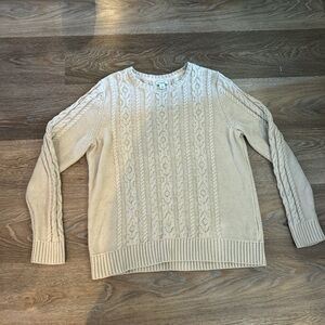 L.L. Bean Cream Cable Crewneck Sweater